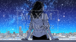 星空を眺めている若い女性｜2754107-10317