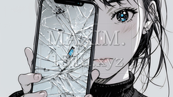 画面が壊れたスマホを手に持つ若い女性｜2599506-2524