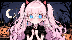 キモかわいいハロウィーンコスプレの女の子（クレヨンと水彩画風） | 2707047-11837