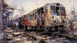 列車事故：列車事故発生直後の水彩画 | 2711332-18401