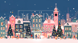 イルミネーションが彩るホワイトクリスマスの都会（ポップでキュートな表現） | 2717841-12783
