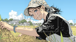 田んぼで農作業をしている女性 | 2726700-10538