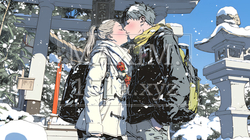初詣をしている若い恋人カップル｜275179-11102