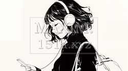 楽しそうにスマホ画面を眺めている若い女性（シンプルな色使い） | 2739997-14961