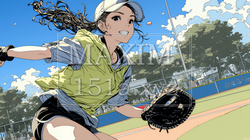 野球をしている若い女性