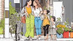 道端で会話を楽しむ若い主婦たち（ママ友たち） | 2763744-16837
