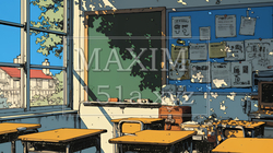 誰もいない学校の教室