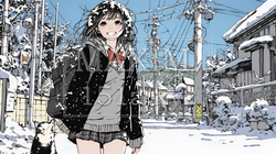 雪の日に通学する女子高生 | 2769508-13066