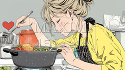 なれない料理に奮闘中の若い女性 | 2769848-5988