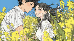 菜の花畑でデートをしている若いカップル｜2781502-16376