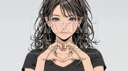 ハートマークを手で作り愛情表現をしている若い女性 | 2780981-14822