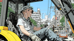 建設現場で重機を操作する若い女性 | 2782799-16971