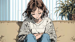 腹痛（生理痛）に苦しむ若い女性 | 2795051-15189