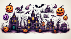 ハロウィンの手書き風アイコンのリファレンスシート | 2810430-19086
