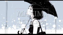 雨の日に傘をさして歩く若い女性（シンプルな色使い）｜2867674-16241
