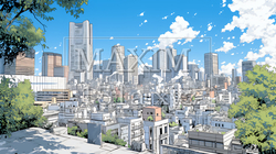 都市の町並みと青空 | 2812751-11577