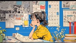 楽しい予定を考える女性｜カレンダーを見ながら計画を立てる若い女性のイラスト