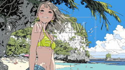 南国の海岸にビキニ姿でいる若い女性 | 2818802-5270