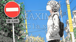 Noという意思表示：進入禁止マークと無表情な女性で表現｜2851214-7999