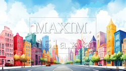 オフィスビル街のカラフルなポップアートなイメージ | 2845432-19170