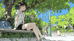 公園のベンチでひとり静かにくつろぐ若い女性｜2909060-5913