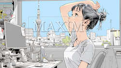 仕事の合間にストレッチ（伸び）をする女性 | 2875704-16701