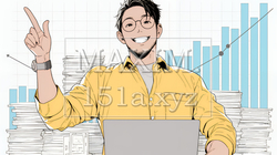 人差し指を立てて決断を下したビジネスパーソン | 2886639-8586