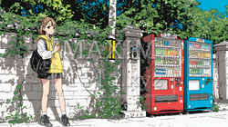 自動販売機で飲み物を購入する若い女性｜日常・ライフスタイル・屋外シーン | 288857-17532