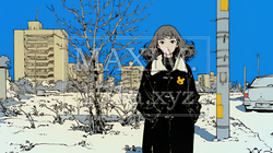 冬枯れの街を歩く若い女性 | 2893004-6441