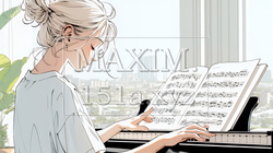 ピアノを弾いている若い女性