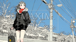 冬枯れの街を歩く若い女性 | 2911647-6444