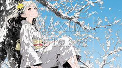 満開の梅の花と和服姿の若い女性 | 2914400-14713