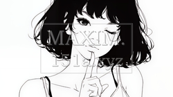 指を唇に当てて「シーShh」というジェスチャーをしている女性（シンプルな色使い） | 2919825-13225