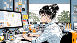 PCで資料作りをしている若い女性 | 2944010-6386