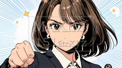 ガッツポーズ（拳を握って力強く）をしているビジネスウーマン | 2966605-13755