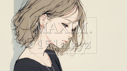 寂しそうに壁に寄りかかる女の子｜孤独と哀愁を感じる女性の人物イラスト｜3212078-18133