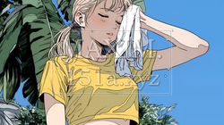 汗を拭っている若い女性 | 3013306-5773