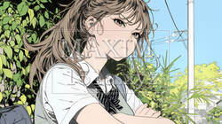 「ふん！」という表情でそっぽを向いている制服を着た女子高生｜3019575-13717