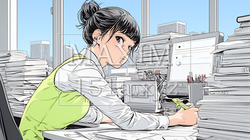オフィスのデスクで、入念に書類をチェックする女性 | 3019480-16654