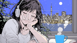 資料（本）を読みながら、うとうと眠ってしまう若い女性 | 3046122-16000