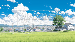 郊外の田園風景と夏空と入道雲 | 3053895-11224