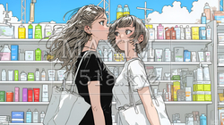 ドラッグストアでコスメを選ぶ若い女性 | 3062980-16085