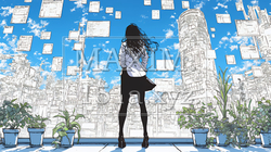高層ビル群を見下ろすキャリア女性 | 3079737-14107