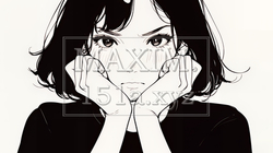 嫉妬の表情を浮かべる若い女性（シンプルな色使い）
