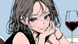 ワインを飲んでいる若い女性： | 3099335-4940