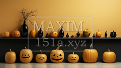 ハロウィンの基本的要素を捉えたミニマルアート（minimalism）な表現：精緻CG | 3101542-1029
