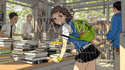 書店で本を選ぶ女子高生 | 3122529-16062