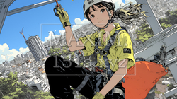 高所で作業をしている女性作業員 | 3124445-13287