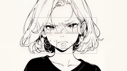 Noという表現を思いっきり顔に表しているる女性（シンプルな色使い）｜3148633-11706