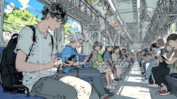 電車に乗車している全員がスマホをいじっている | 31377-7277